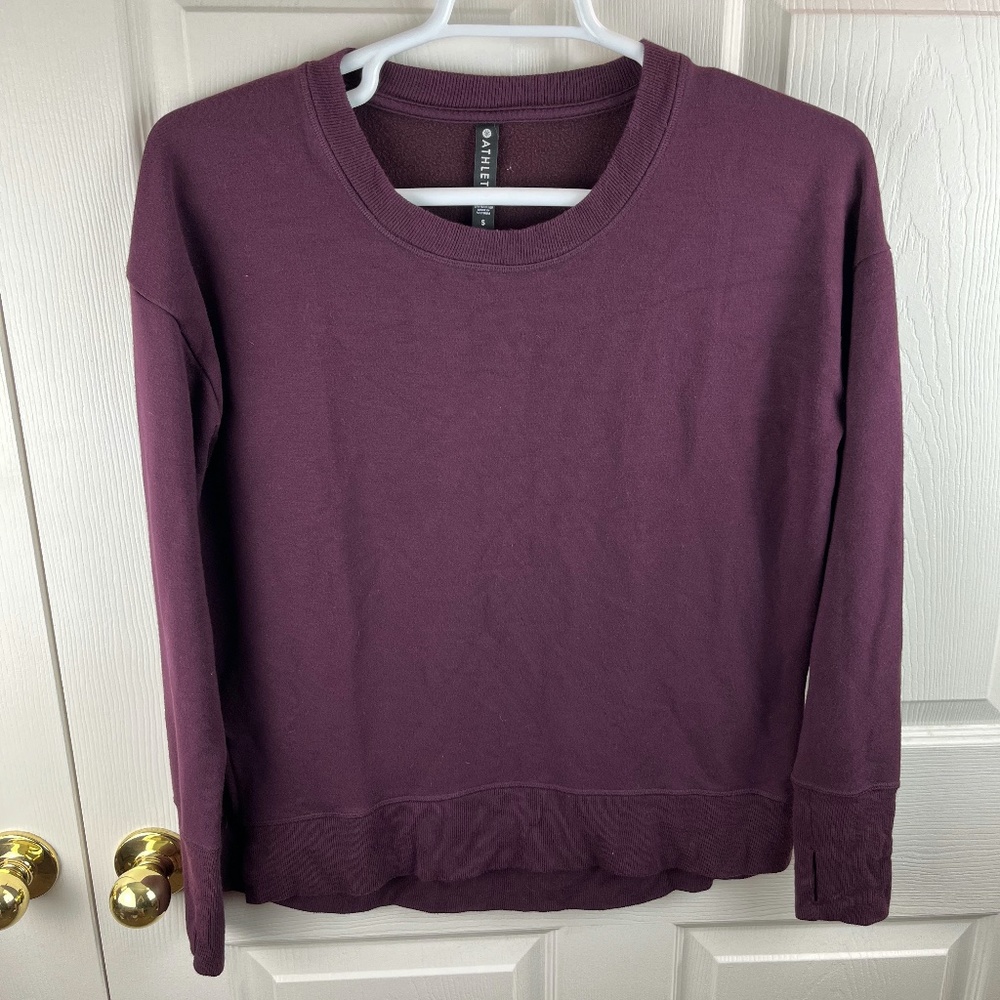 Athleta Coaster Luxe Long Sleeve Sweatshirt Burgundy Small